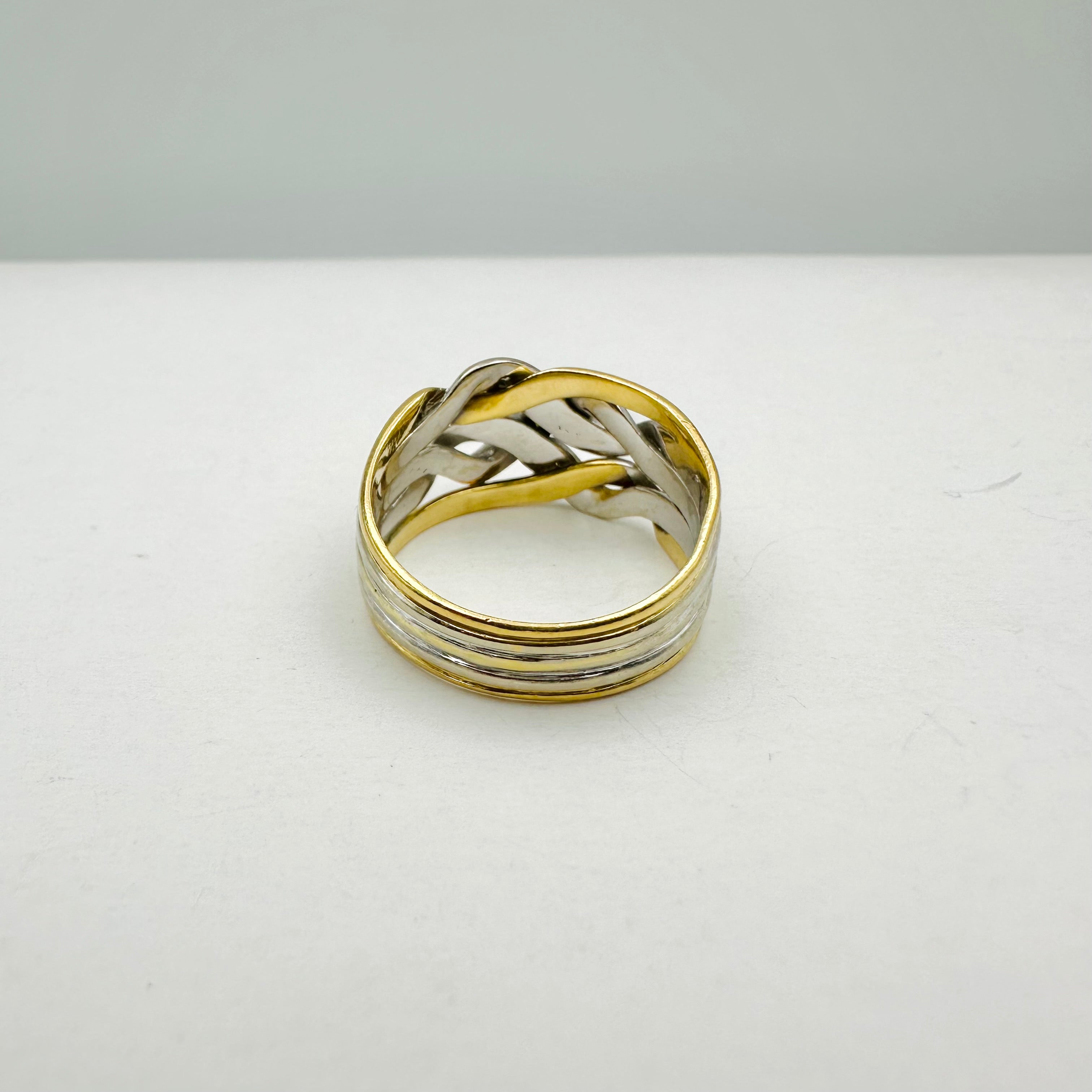Bague Bandeau en or jaune, or blanc et diamants