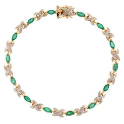 Bracelet Ligne en or jaune, émeraudes et diamants