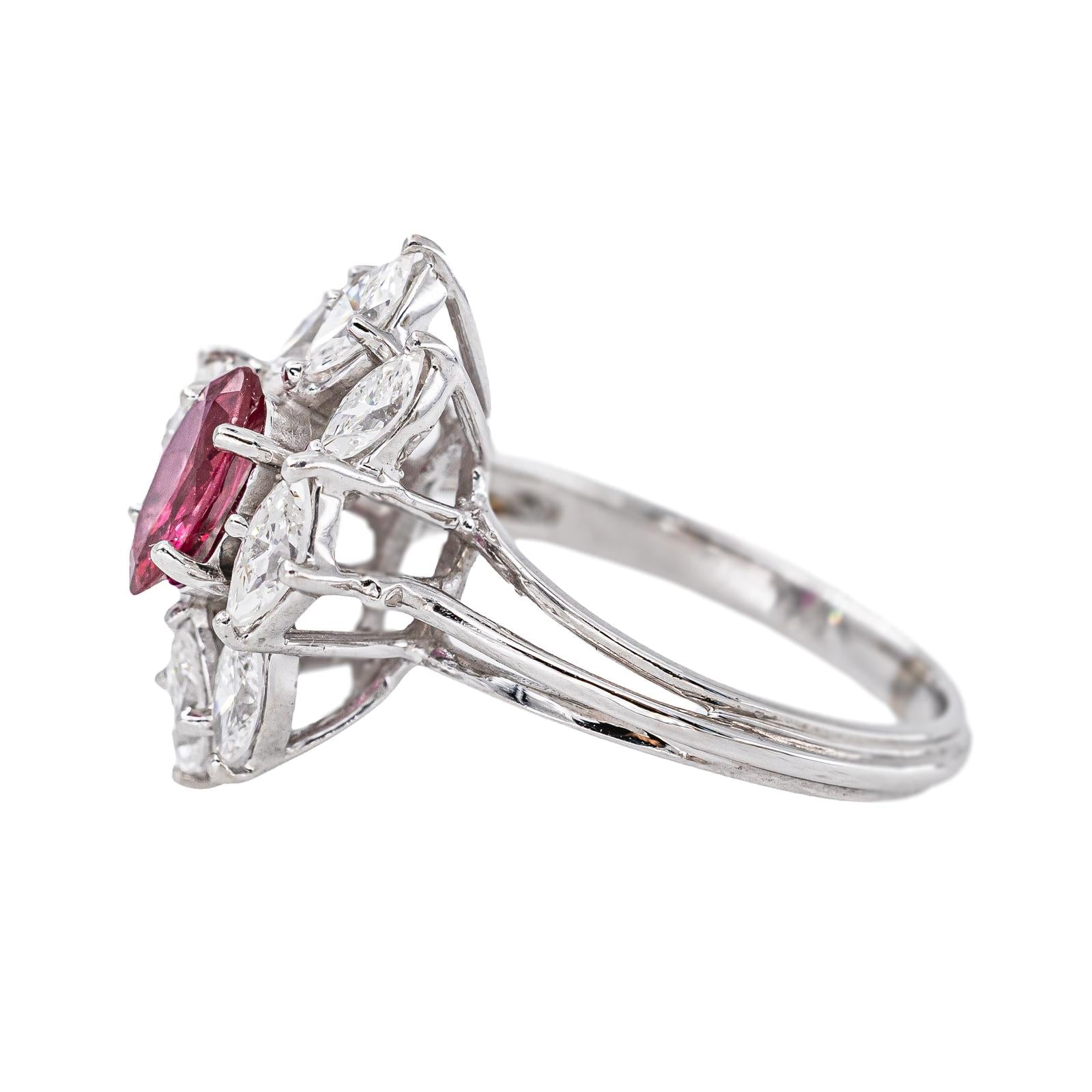 Bague Marquise Or blanc Rubis