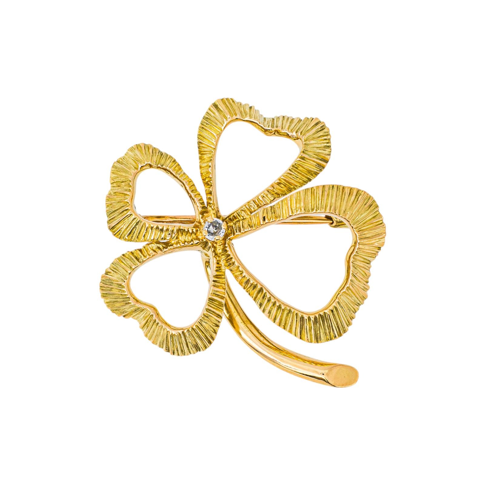 Broche Trèfle Or jaune Diamant