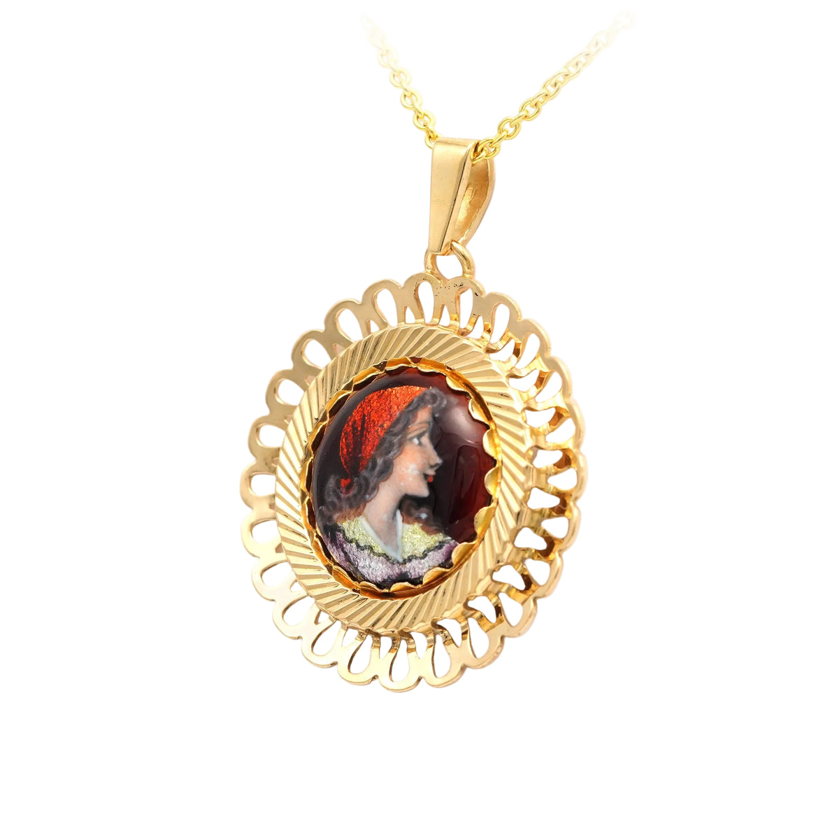 Pendentif en or jaune et émail