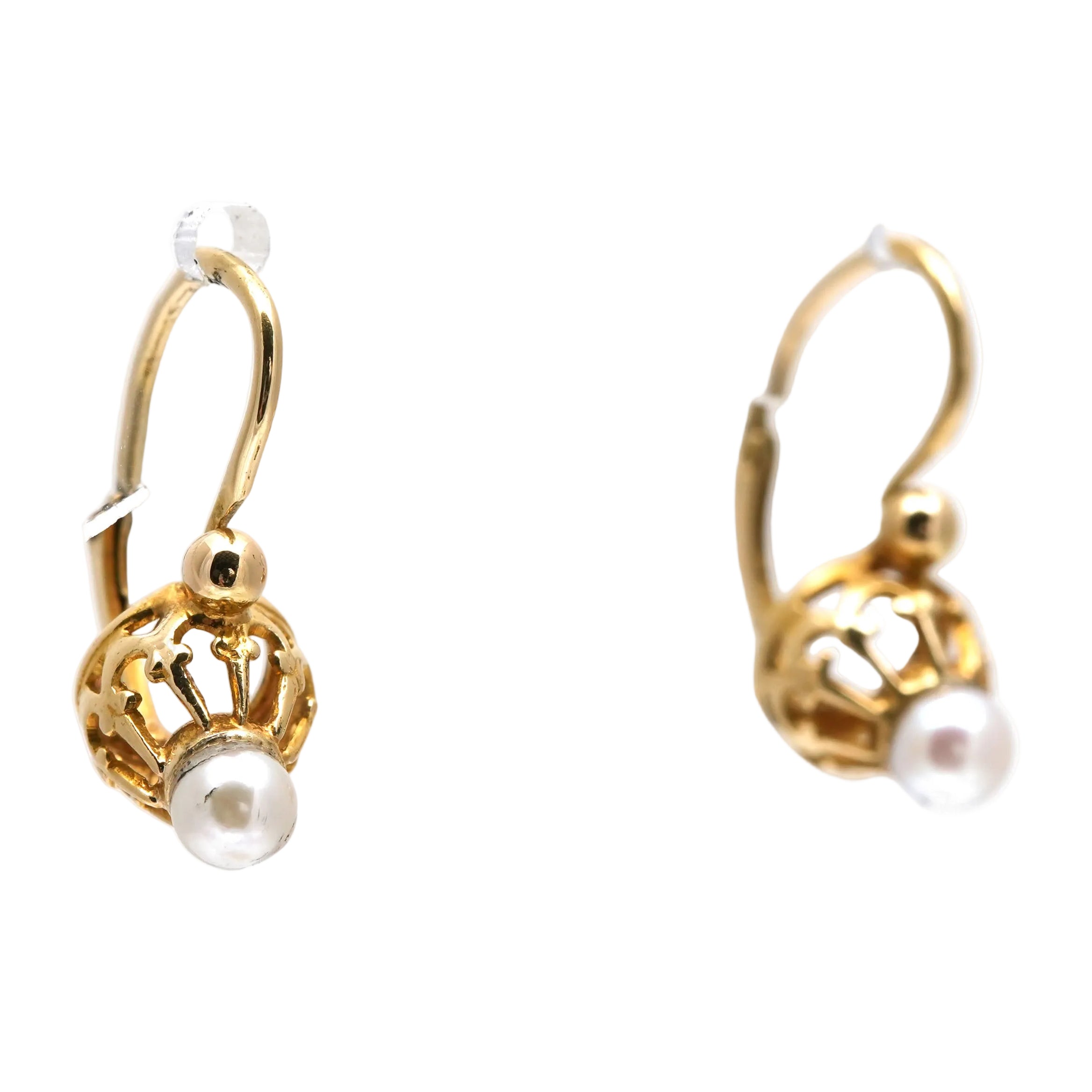 Boucles d'oreilles Dormeuses en or jaune et perles