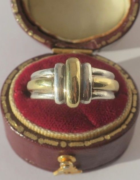 CHRISTOFLE - Bague Jonc godrons Or et Argent