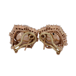 Boucles d'oreilles Clips en or jaune, corail et diamants