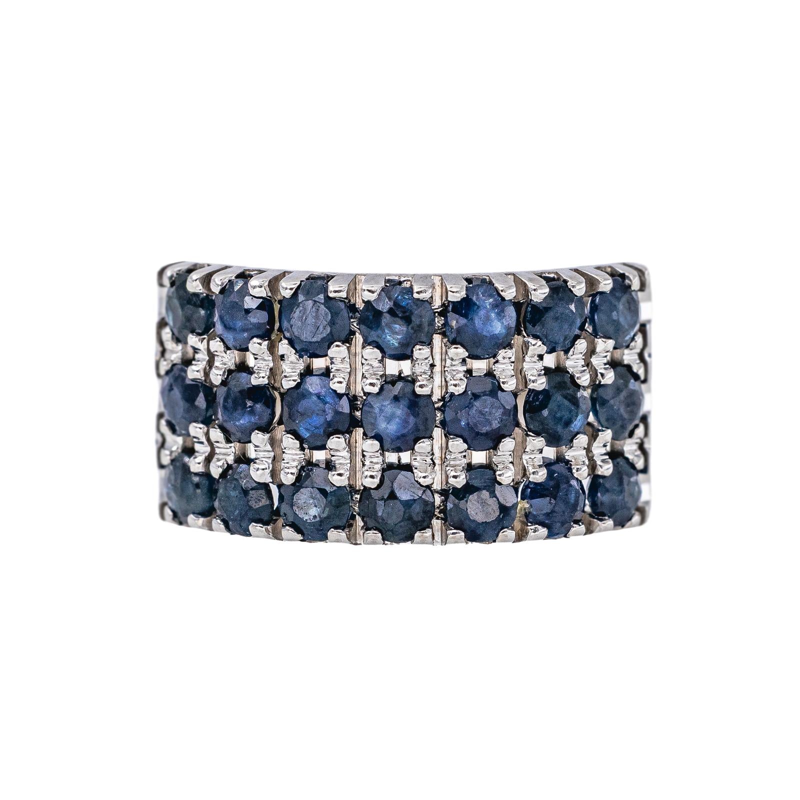 Bague Bandeau Or blanc Saphir
