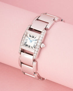 Montre CARTIER "Tankissime" PM en or blanc, acier et diamants