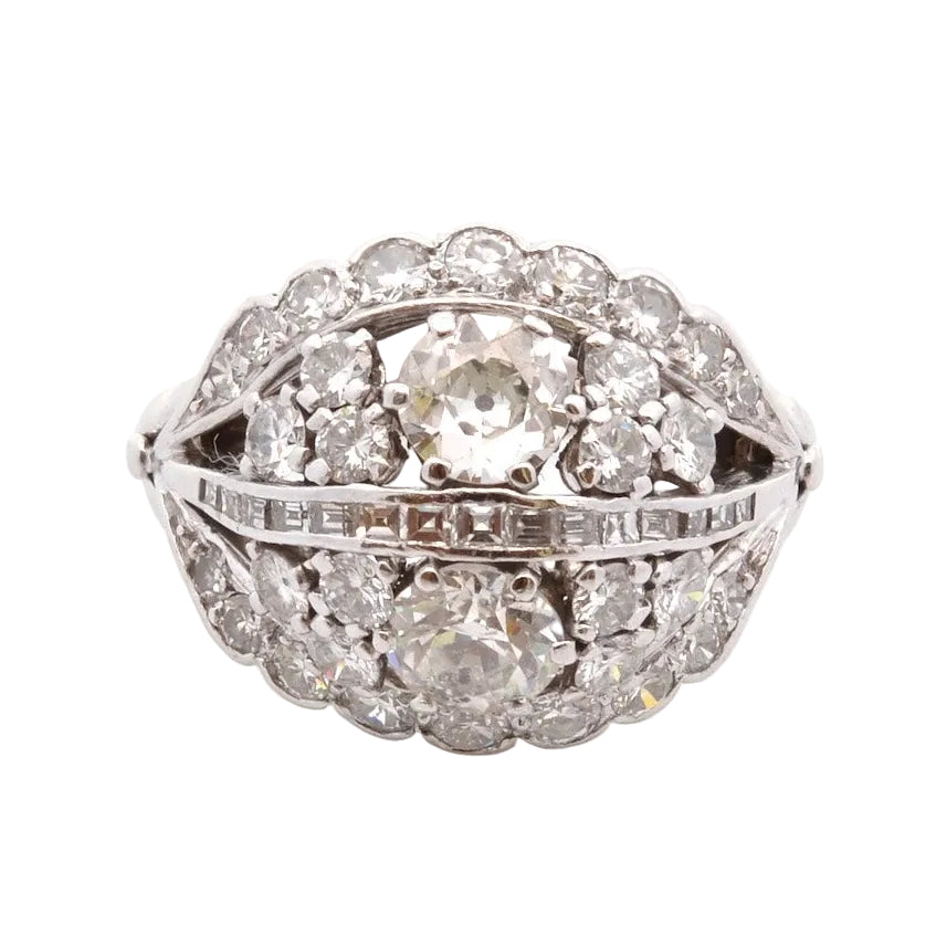 Bague Dôme en or blanc et diamants