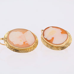 Boucles d'oreilles Dormeuses en or jaune, or rose et camée