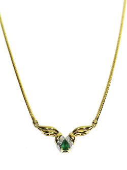 Collier En Or Jaune, Emeraude Et Diamants