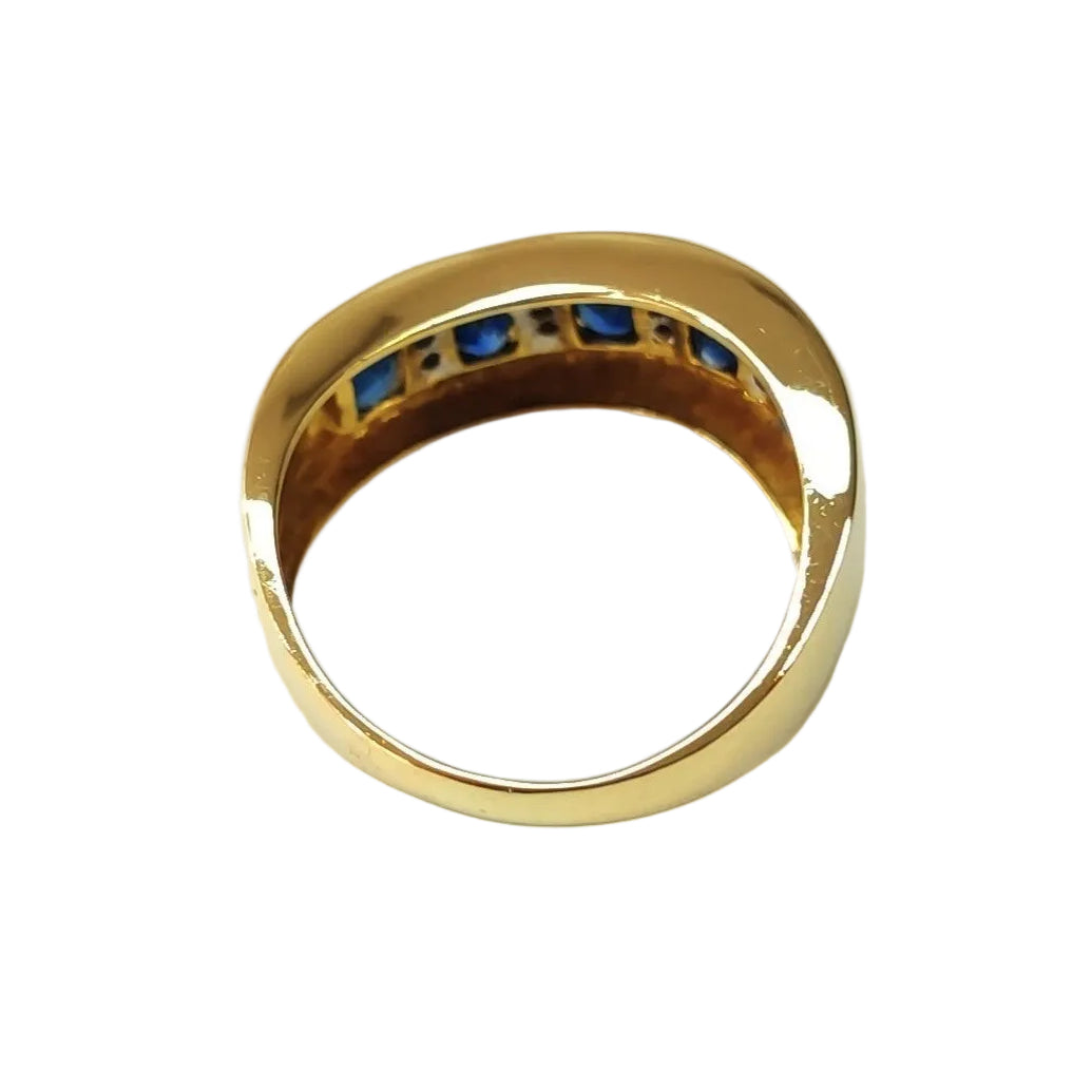Bague Bandeau en or jaune, saphirs et diamants