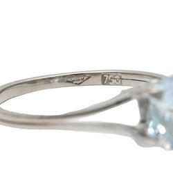 Bague Solitaire en or blanc et aigue-marine