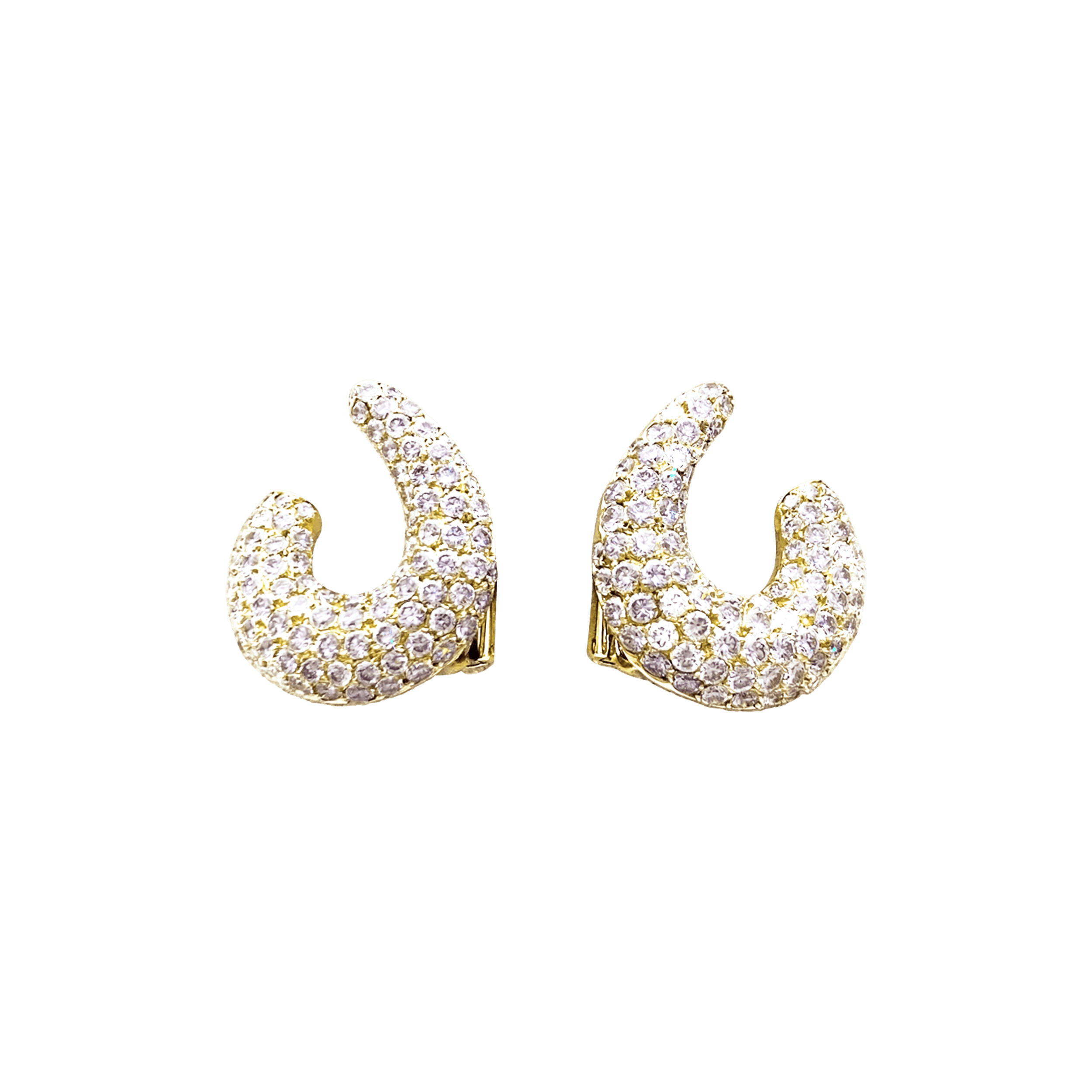 Boucles d'oreilles créoles en or jaune et diamants.