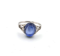 Bague Solitaire en or blanc, saphir et diamants