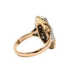 Bague Trilogie en or blanc, or jaune et diamants