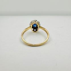 Bague Marguerite en or jaune, or blanc, saphir et diamants
