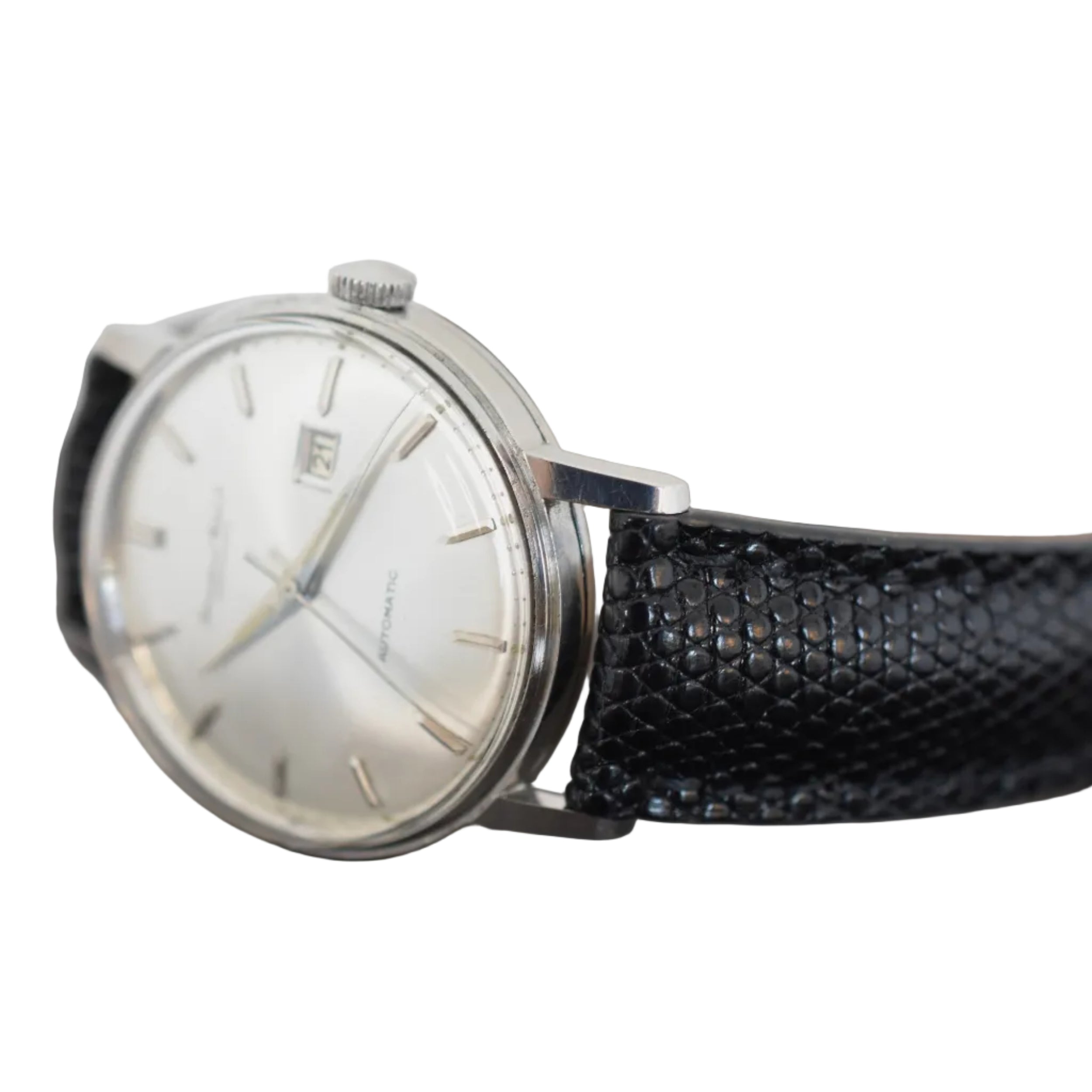 Montre IWC "Classique" en acier, argent et cuir