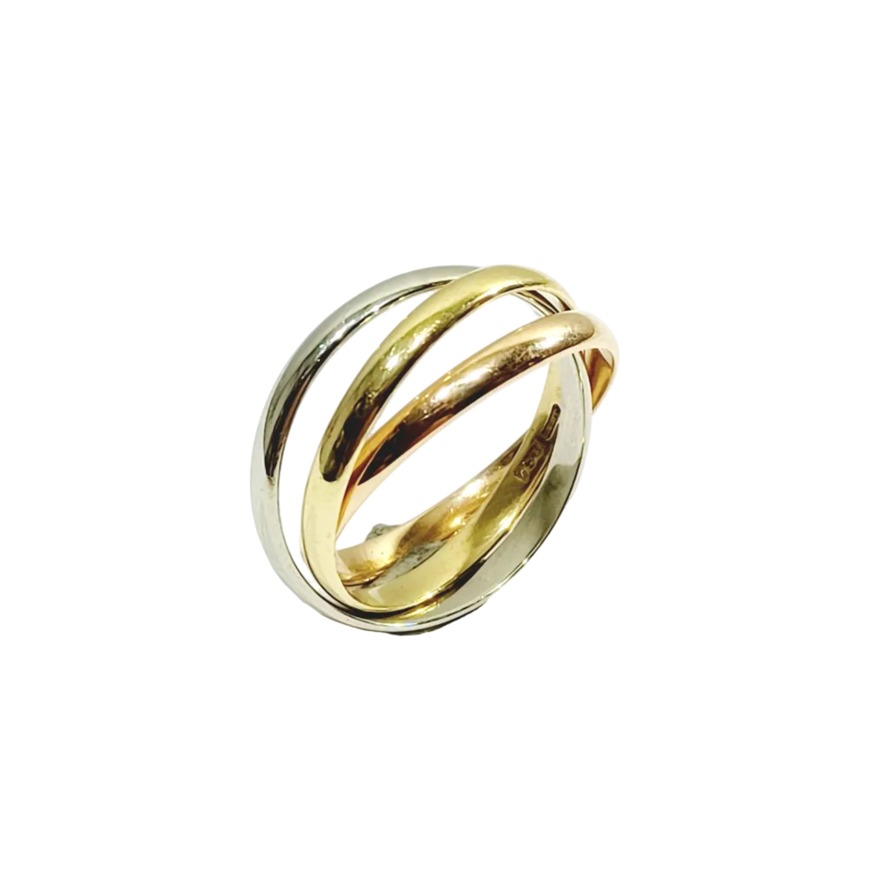 Ring in yellow gold, rose gold, and white gold