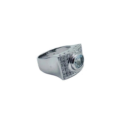 Bague Tank en or blanc, aigue-marine et diamants