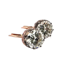Boucles d'oreilles Dormeuses en or rose, argent et diamants