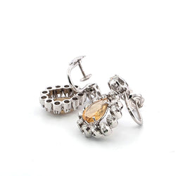 Boucles d'oreilles en or blanc, citrines et diamants