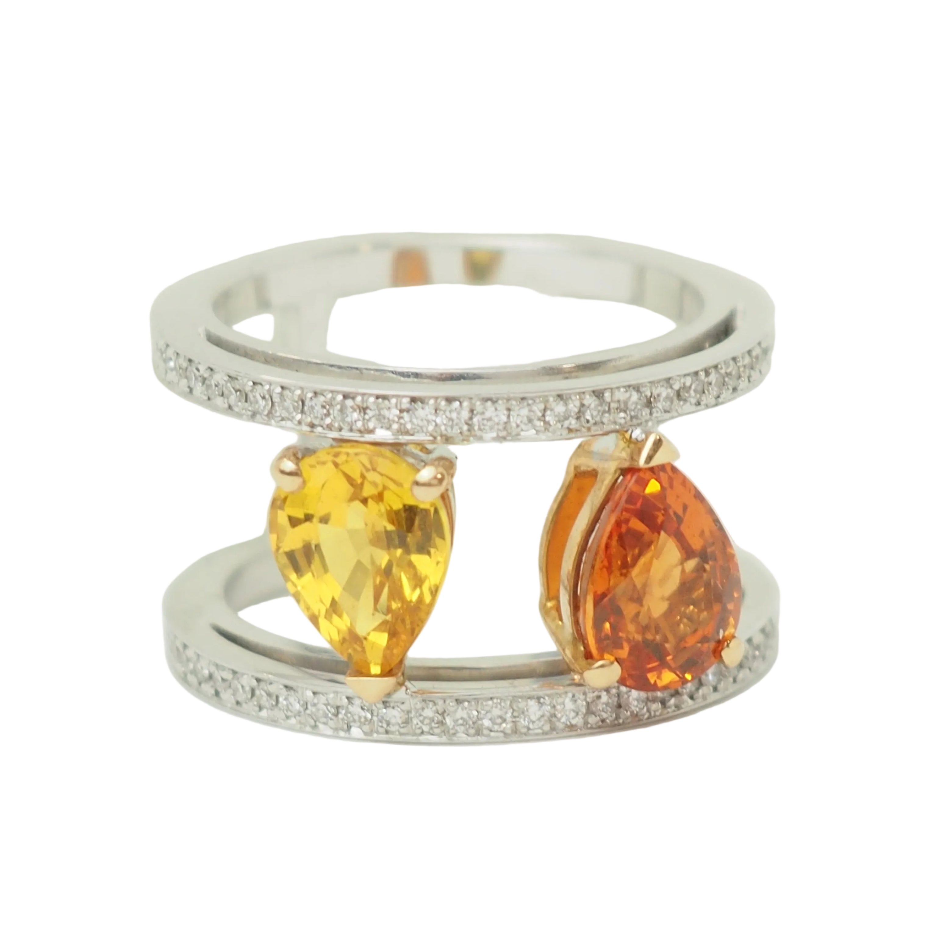 Bague Toi & Moi en or blanc, saphirs et diamants