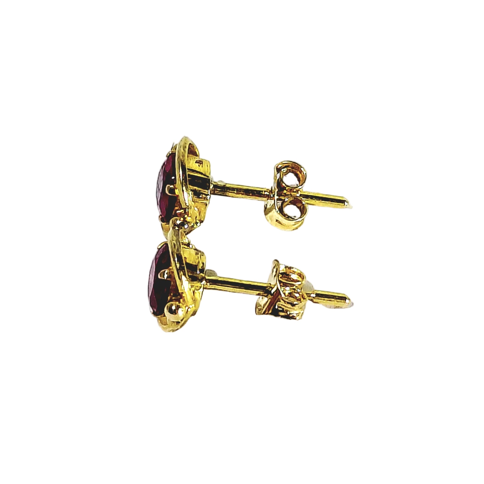 Boucles d'oreilles Puces en or jaune et rubis