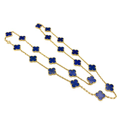 Collier Sautoir VAN CLEEF & ARPELS "Vintage Alhambra" en or jaune et lapis-lazuli