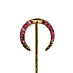 Broche en or jaune, rubis et diamants