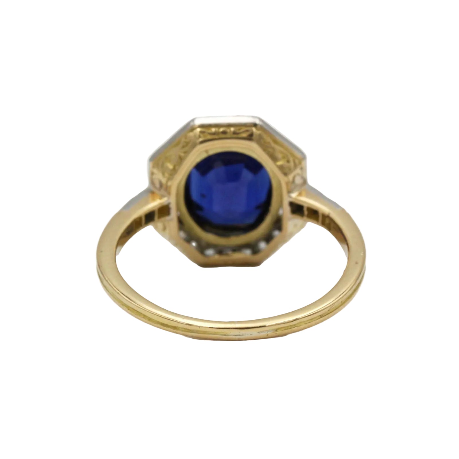 Bague Entourage en or jaune, platine, saphir et diamants