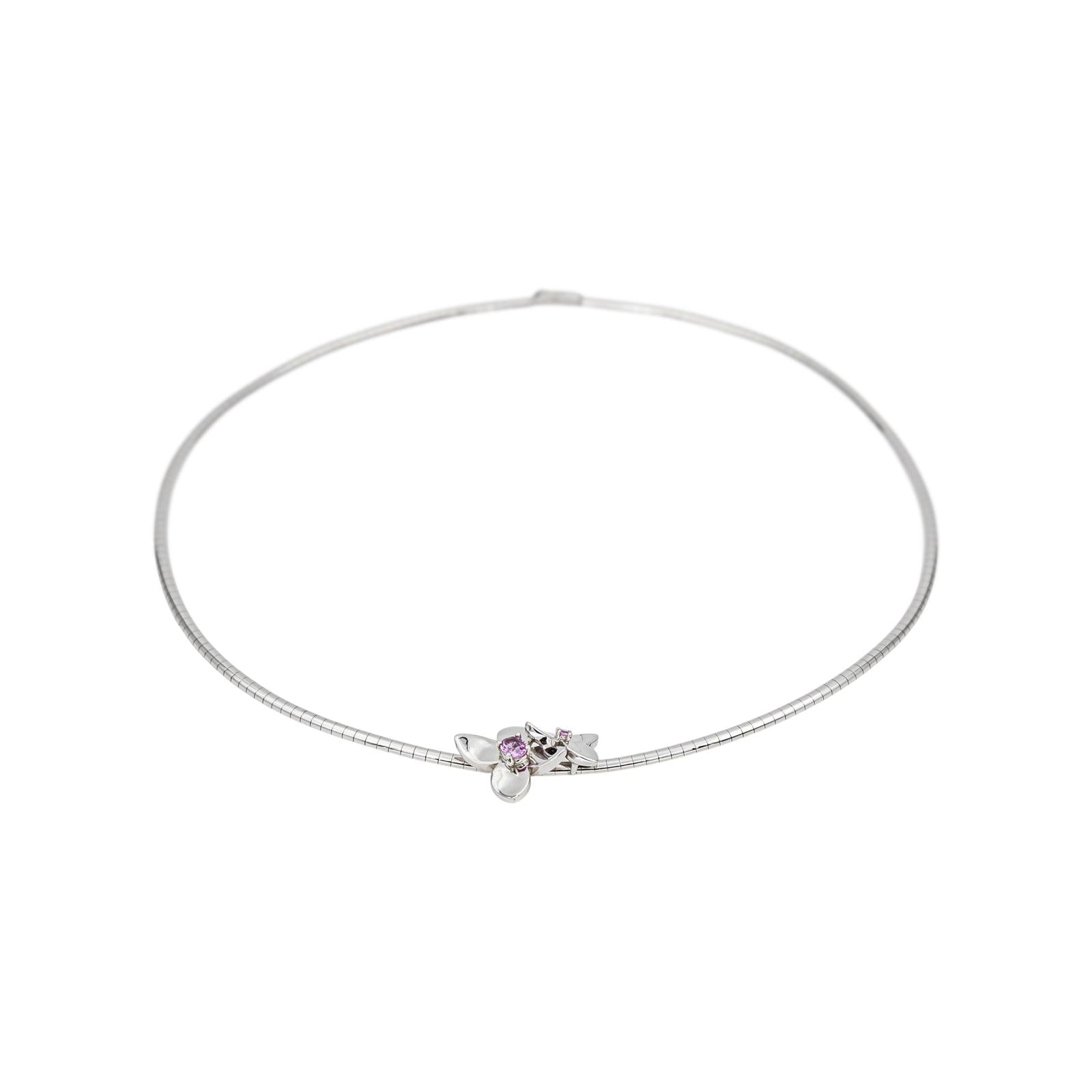 Collier Or blanc Saphir rose