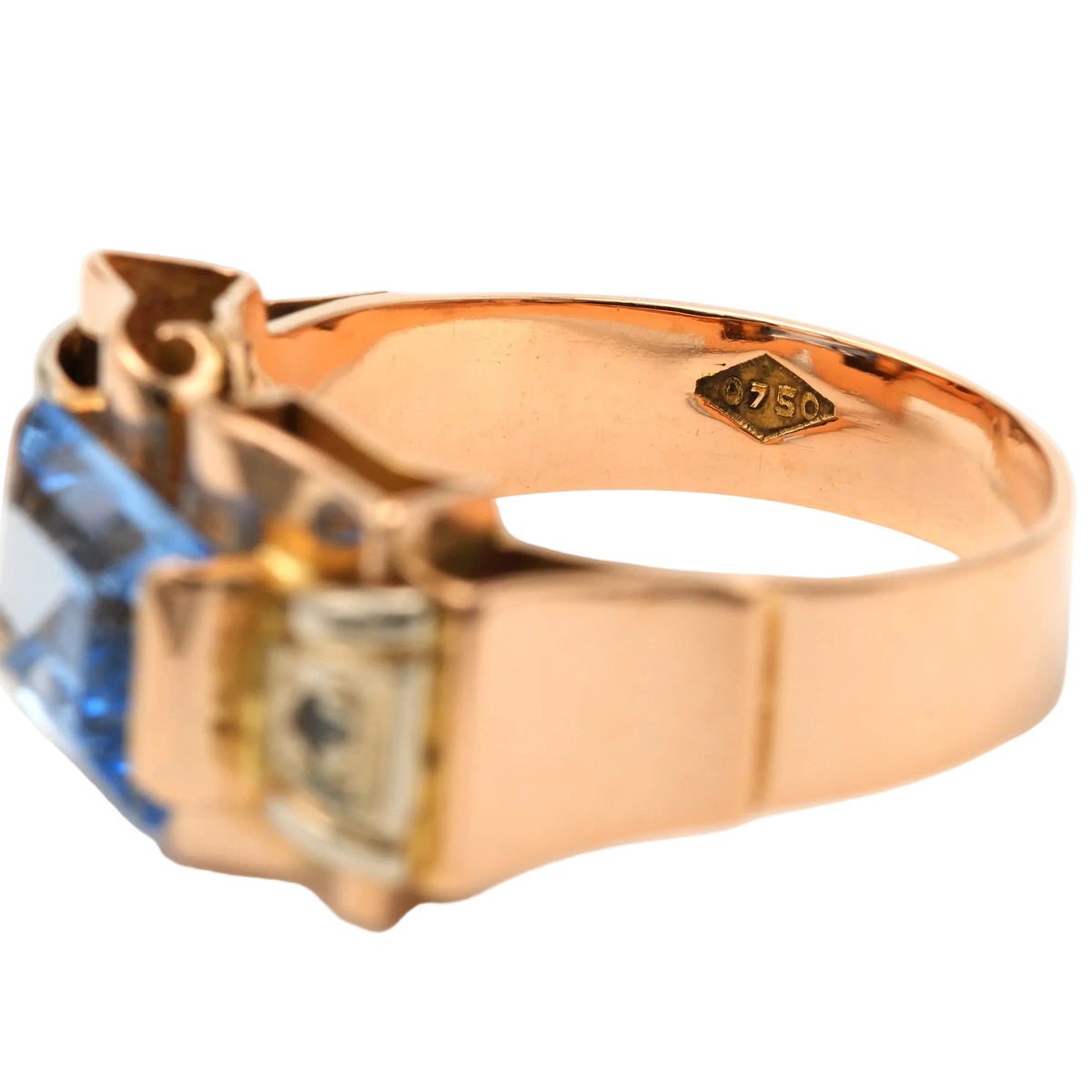 Bague Tank en or jaune, spinelle et diamants