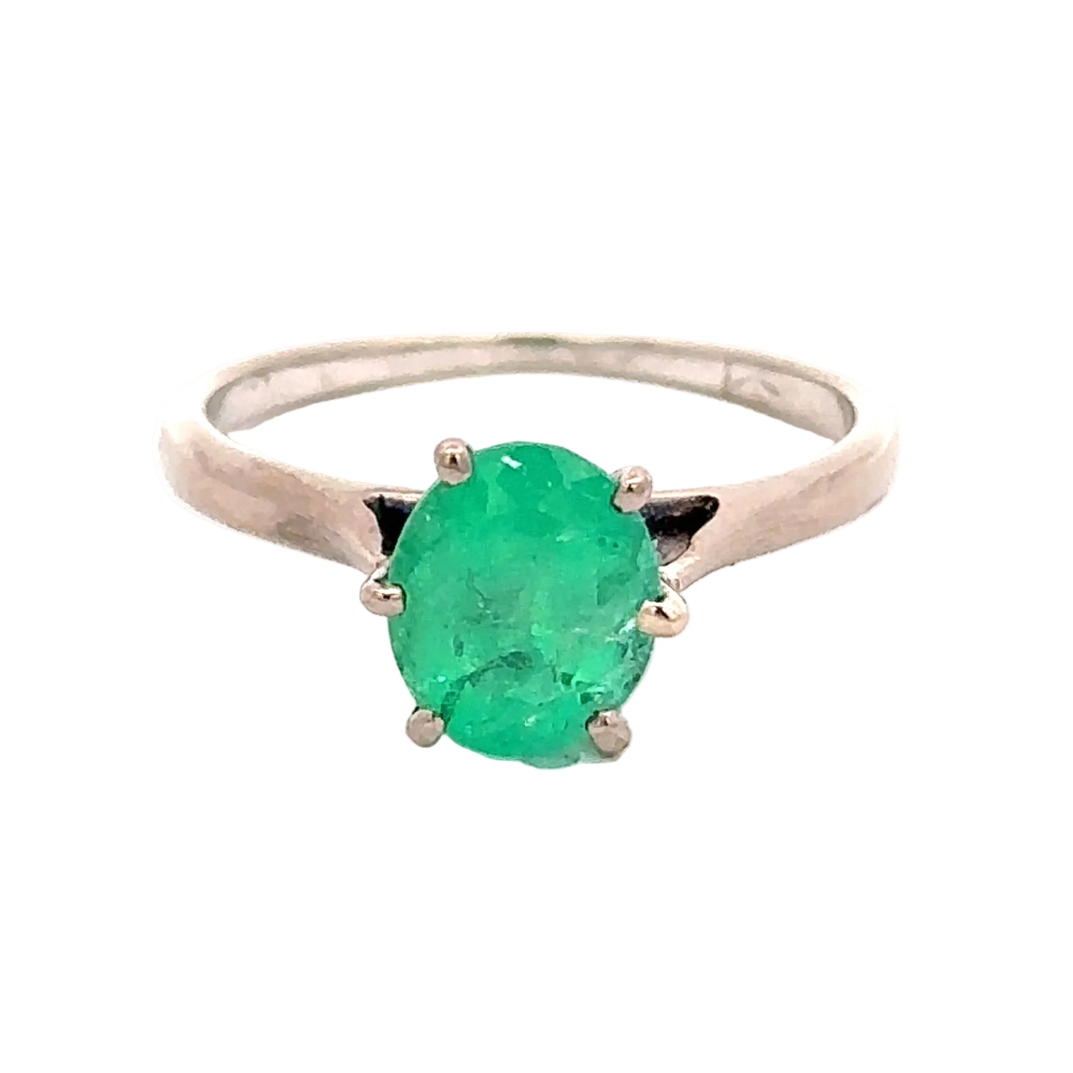 Bague Solitaire en or blanc et émeraude