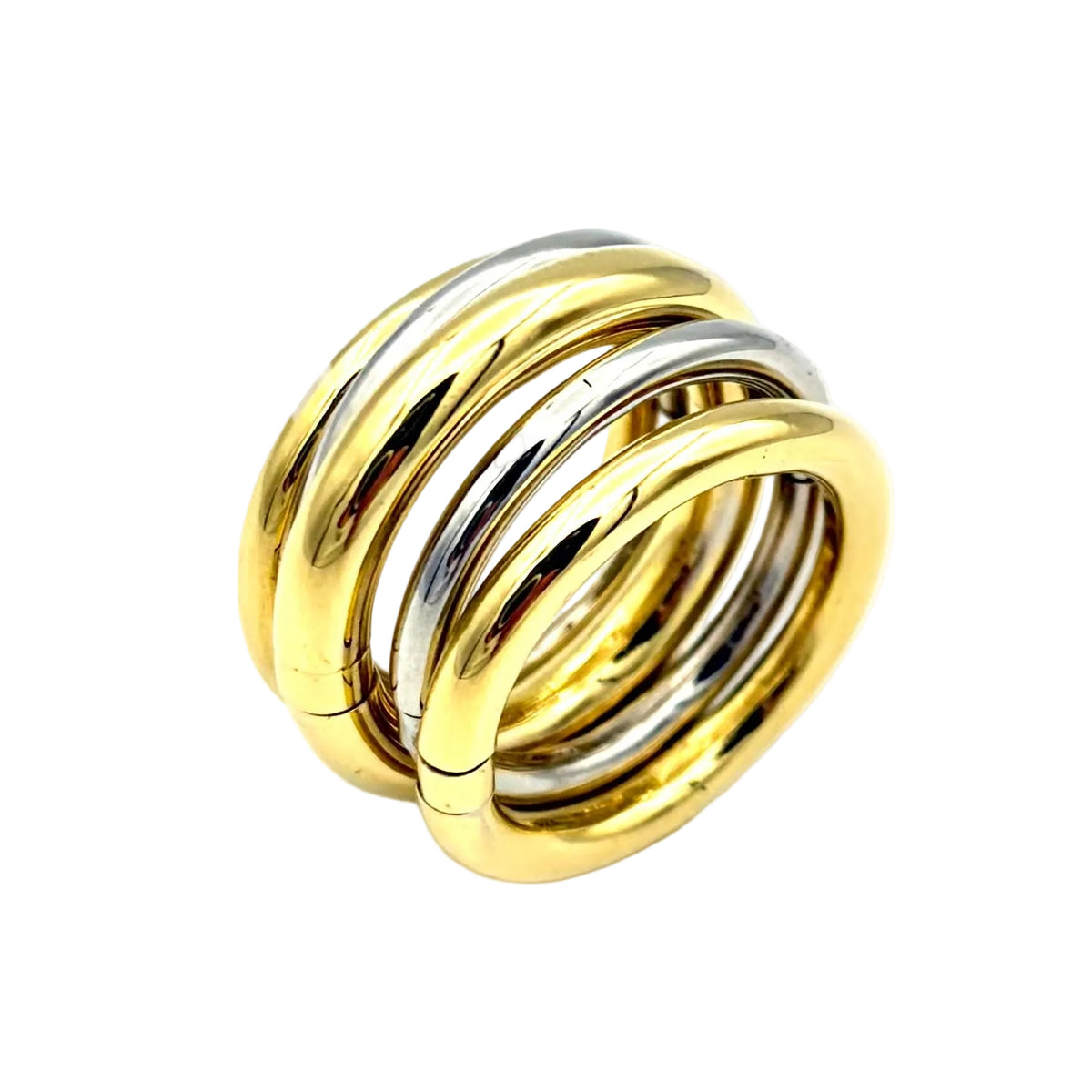 Bague POMELLATO "Tubolare" en or blanc et or jaune