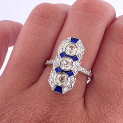 Bague Trilogie en or blanc, émail et diamants
