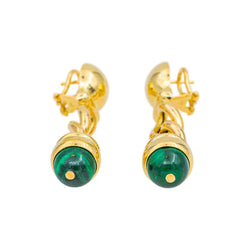 Boucles d'oreilles Pendantes Or jaune Malachite