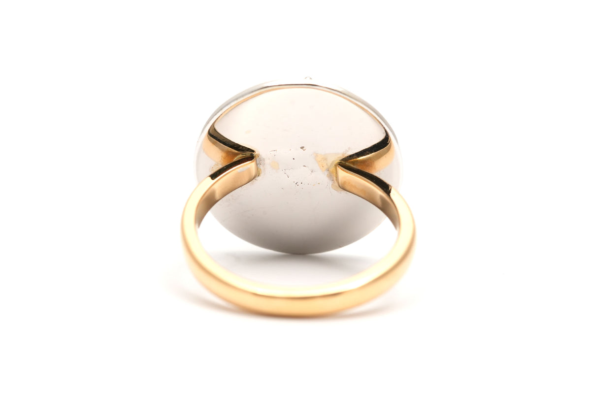 Bague en or blanc, or jaune, émeraude et diamants
