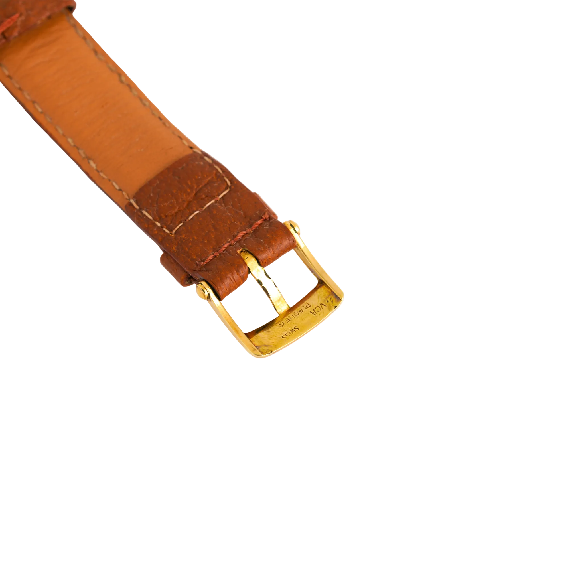 Montre VAN CLEEF & ARPELS "PA 49" GM en or jaune, acier et cuir