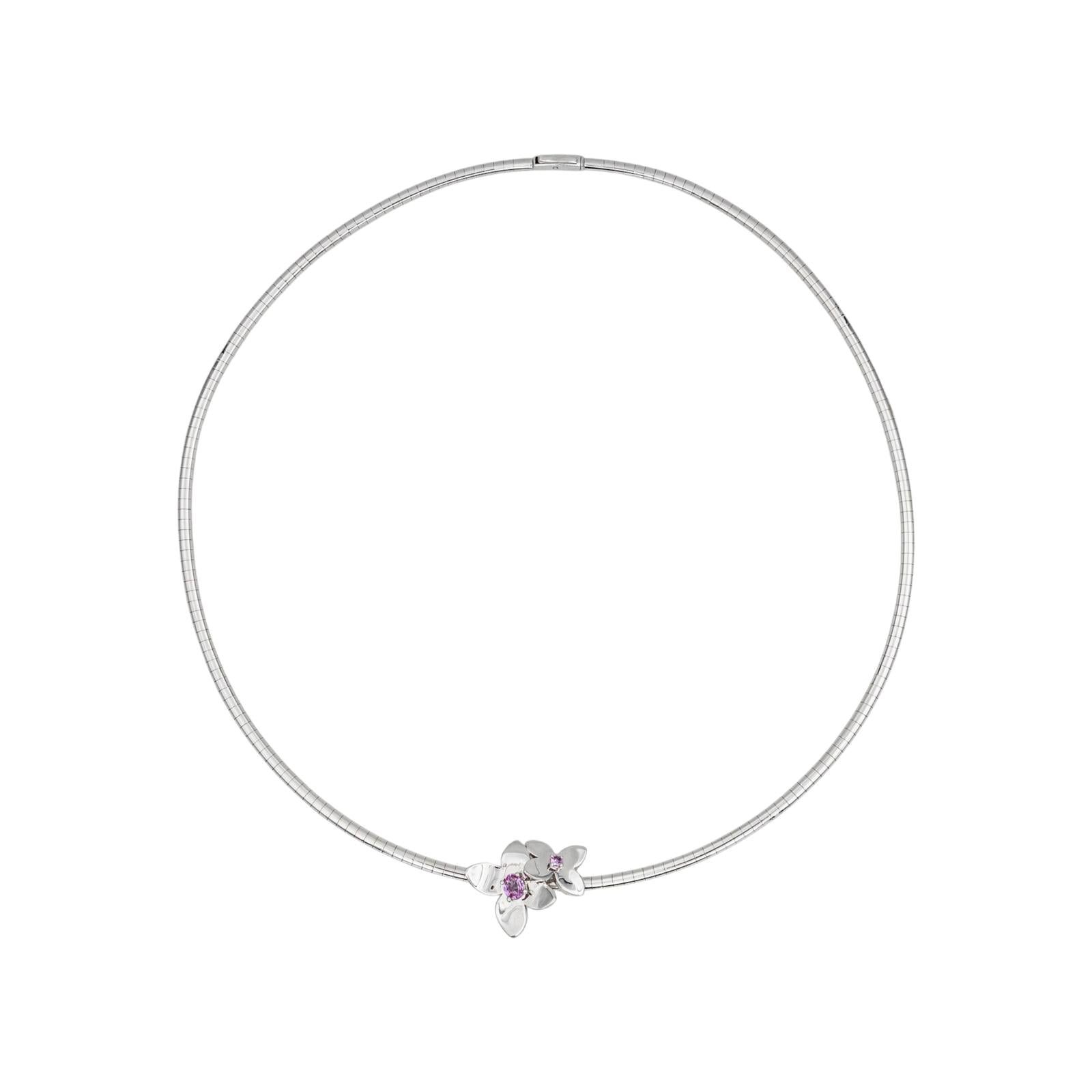 Collier Or blanc Saphir rose