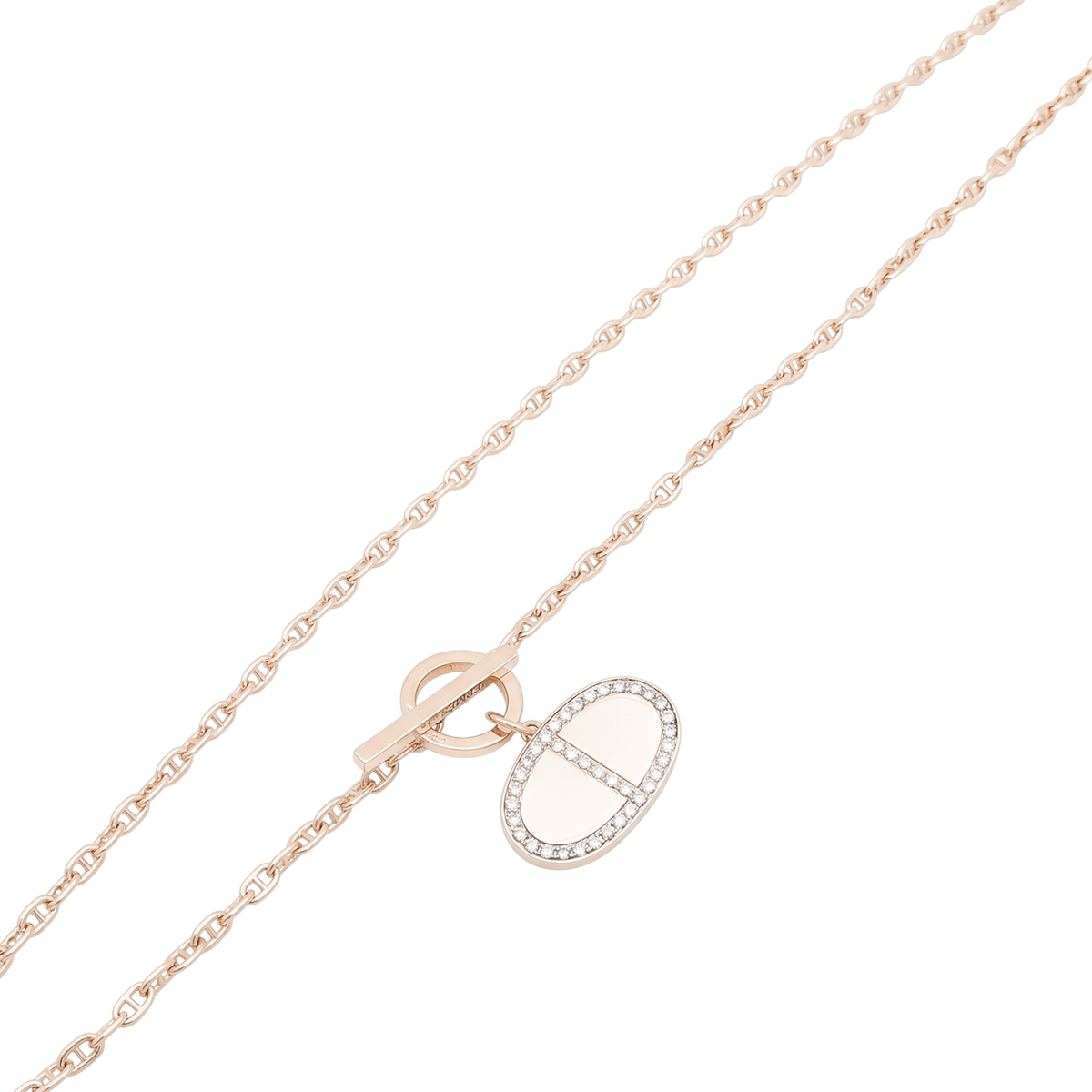 Collier Pendentif HERMÈS "Chaîne d'ancre contour" en or rose et diamants