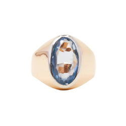 Bague Chevalière en or rose et aigue-marine