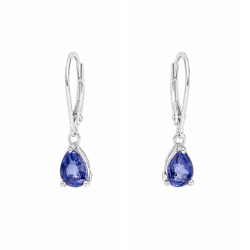 Boucles d'oreilles Dormeuses en or blanc et tanzanites
