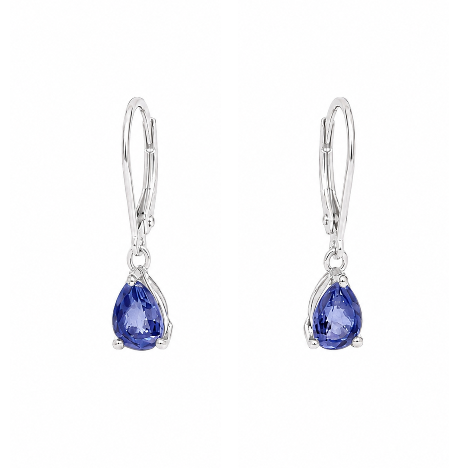 Boucles d'oreilles Dormeuses en or blanc et tanzanites