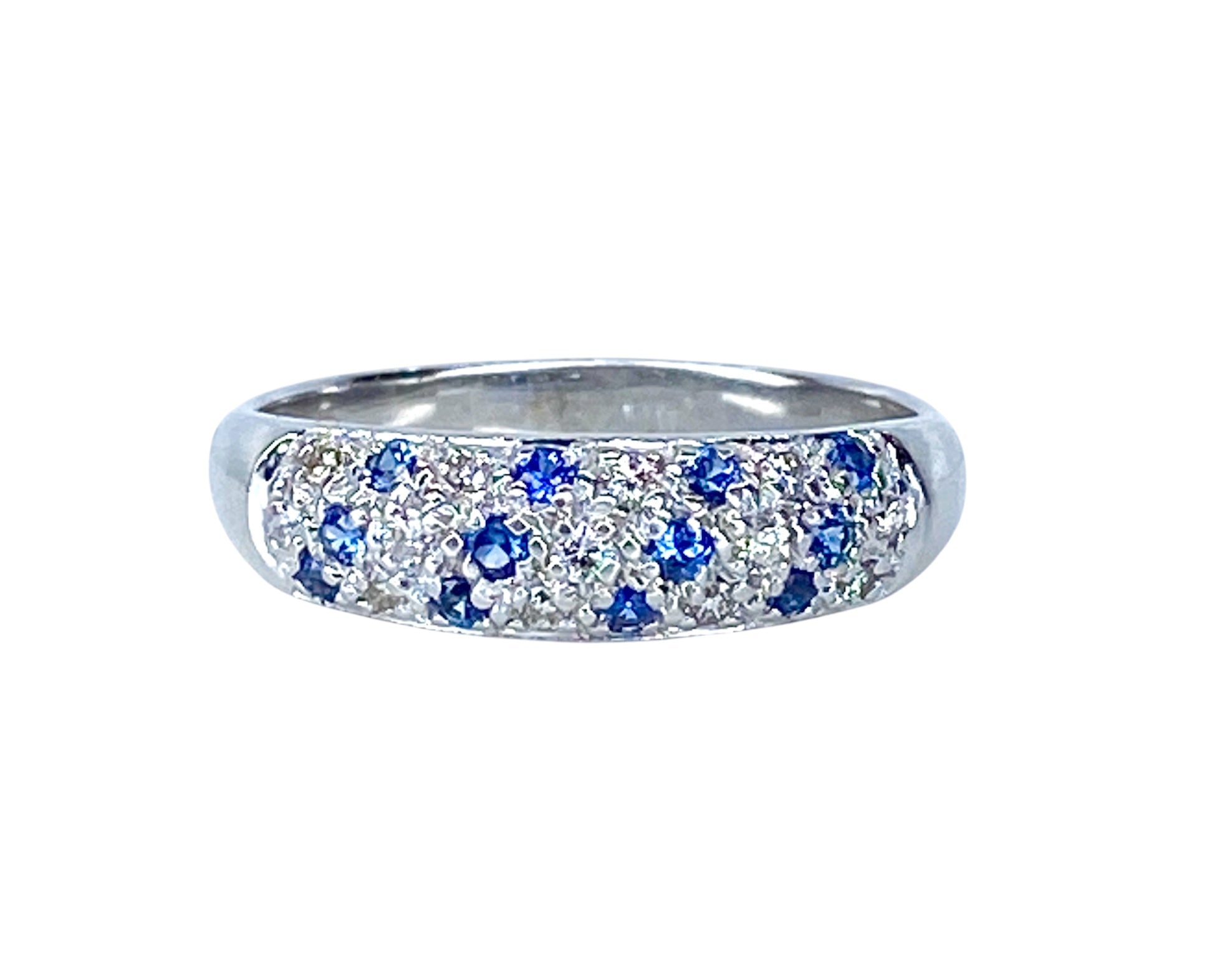Bague Jonc en or blanc , saphirs et diamants