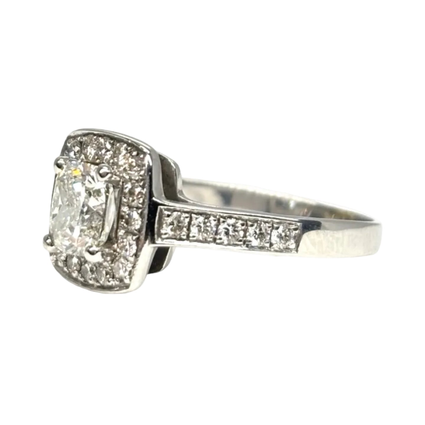 Bague solitaire or blanc et diamants