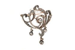 Broche Épingle en or jaune, argent et diamants