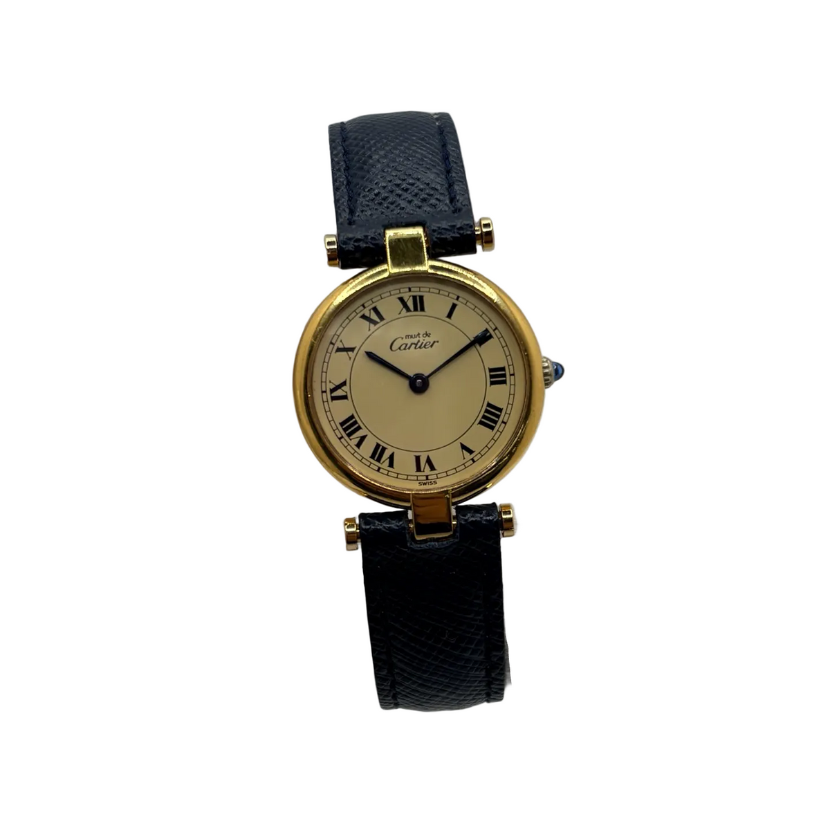 Montre CARTIER "Must Vendôme" PM en vermeil et cuir