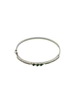 Bracelet Jonc en or blanc, émeraudes et diamants