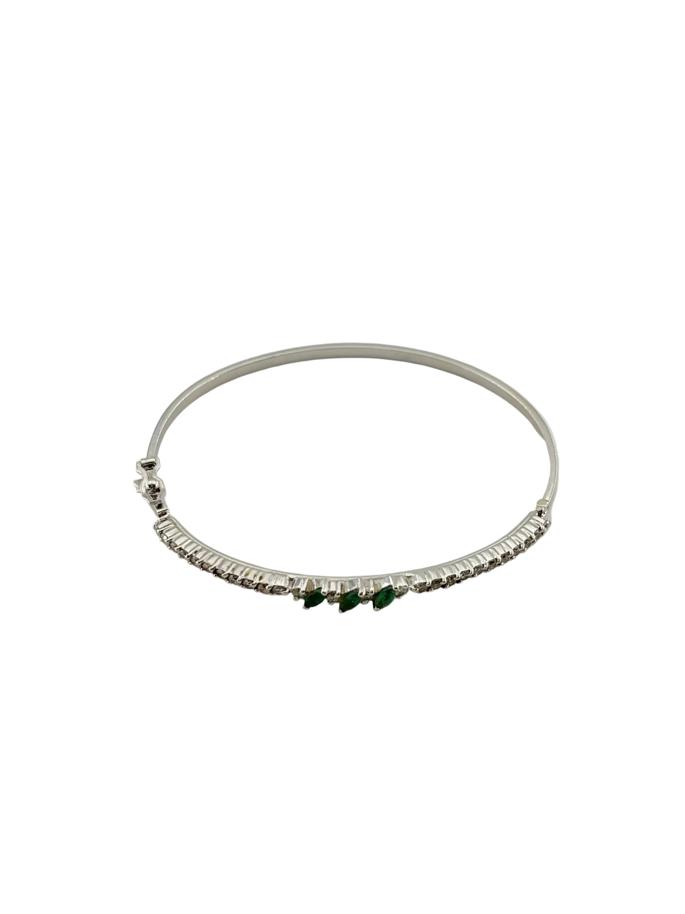 Bracelet Jonc en or blanc, émeraudes et diamants