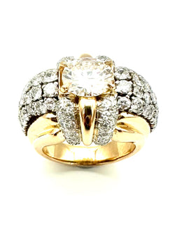 Bague en or, platine et diamants