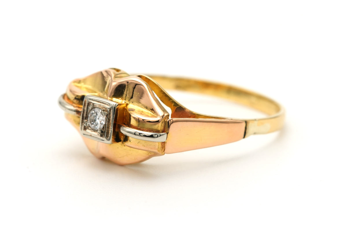 Bague Tank en or blanc, or jaune et diamants